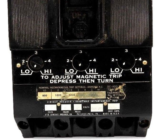 ITE SIEMENS ET4067 CIRCUIT BREAKER 100AMP, 3POLE, 600VAC W/MAG TRIP