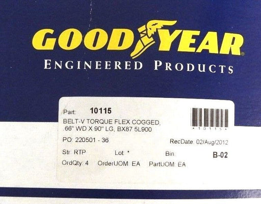 LOT OF 2 NEW GOODYEAR BX148 TORQUE-FLEX COGGED V-BELTS 10106
