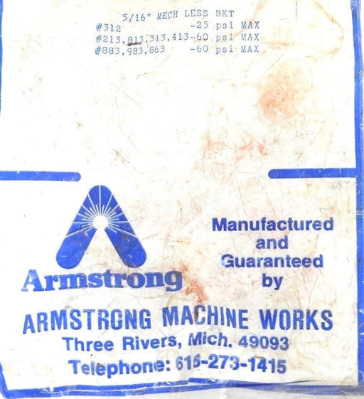 NEW ARMSTRONG 5/16" MECH LESS BKT