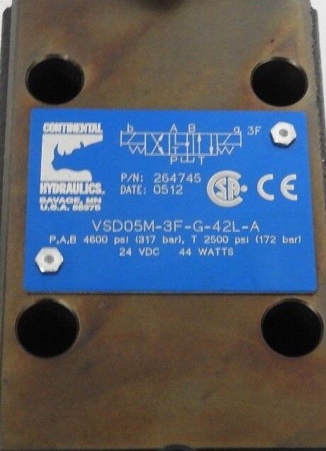 NEW CONTINENTAL HYDRAULICS VSD05M-3F-G-42L-A HYDRAULIC VALVE 264745