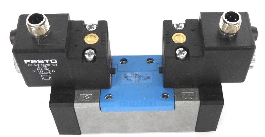 NIB FESTO MDH-5/3E-D-1-M12-C-SA VALVE MDH53ED1M12CSA, MDH-3/2-24VDC-M12-D-LED