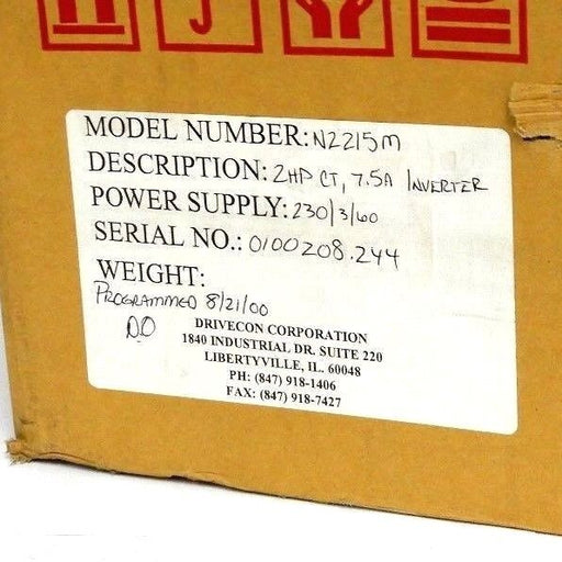 NIB DRIVECON VFN2-215-M DRIVE N2-SERIES 230/1-3/50-60, VFN2215M, NDOP-01 KEYPAD