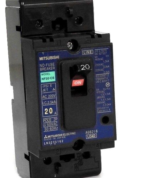 MITSUBISHI NF30-CS-2P-20A CIRCUIT BREAKER 2 POLE 500VAC 50-60HZ MODEL NF30-CS