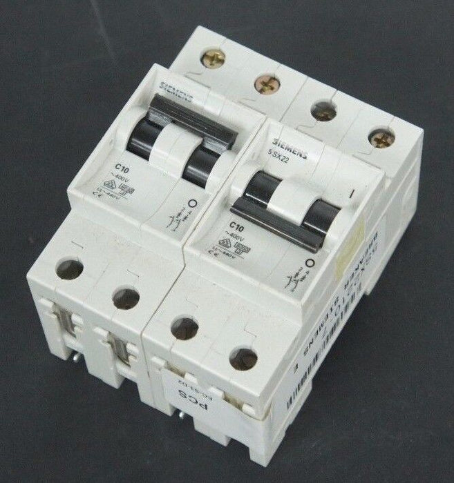 LOT OF 2 SIEMENS 5SX22-C10 CIRCUIT BREAKERS 480VAC MAX, 5SX22C10