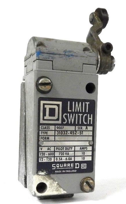 SQUARE D 9007-31032-452-51 LIMIT SWITCH 90073103245251, SER. A W/ KA-1