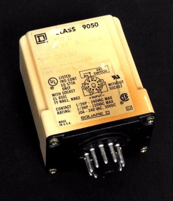 SQUARE D 9050-JCK2F.5V14 TIMER RELAY SER. A, 10A, 240VAC