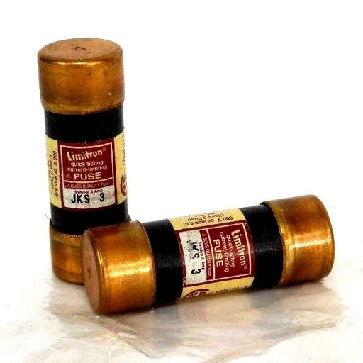 LOT OF 2 COOPER BUSSMANN JKS-3 FUSETRON FUSES JKS3 QUICK ACTING