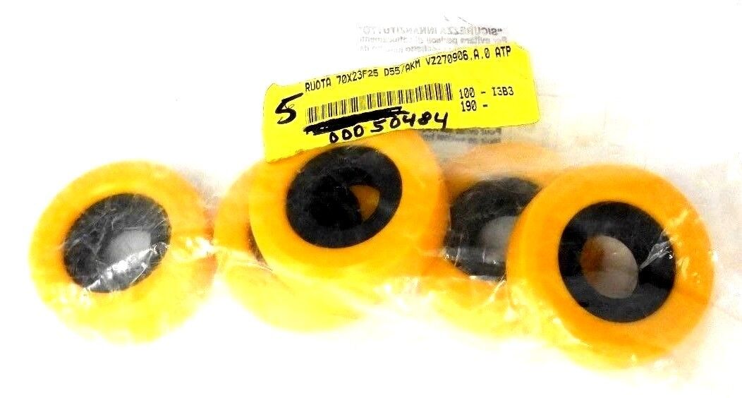 LOT OF 5 NEW RUOTA 70X23F25 RUBBER ROLLERS