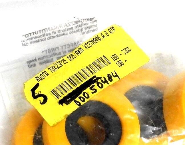 LOT OF 5 NEW RUOTA 70X23F25 RUBBER ROLLERS