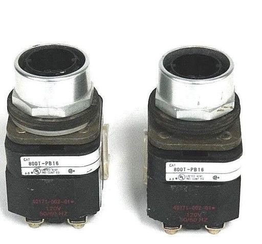 LOT OF 2 ALLEN BRADLEY 800T-PB16 PUSHBUTTON SER T, 40171-002-01 W/ 800T-XA SER D
