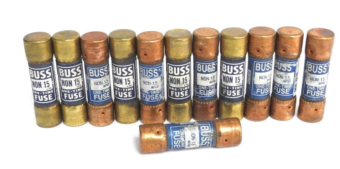LOT OF 12 COOPER BUSSMANN NON-15 ONE-TIME FUSES NON15