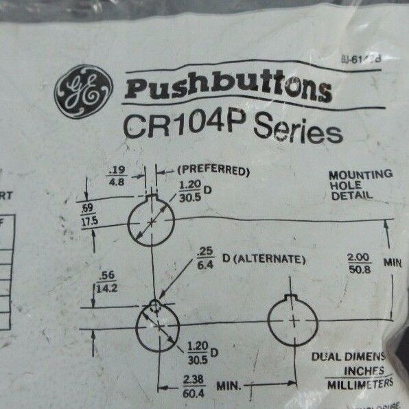 NEW GENERAL ELECTRIC CR104P SERIES PUSHBUTTON GEJ-6149B