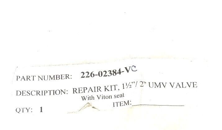 NEW UBE REPAIR KIT, 1-1/2" / 2" UMV VALVE 226-02384-V (INCOMPLETE)