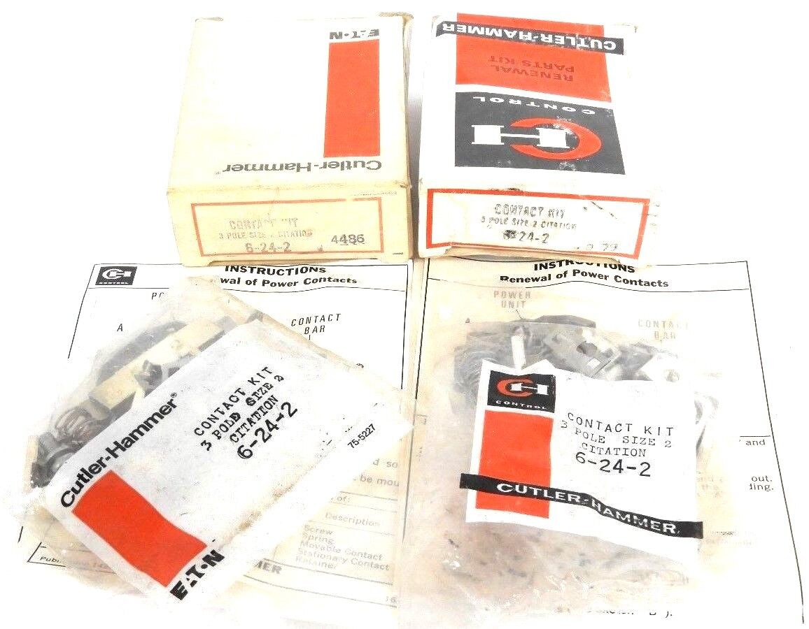 LOT OF 2 NIB CUTLER HAMMER 6-24-2 CONTACT KITS 3-POLE SIZE 2, 6242