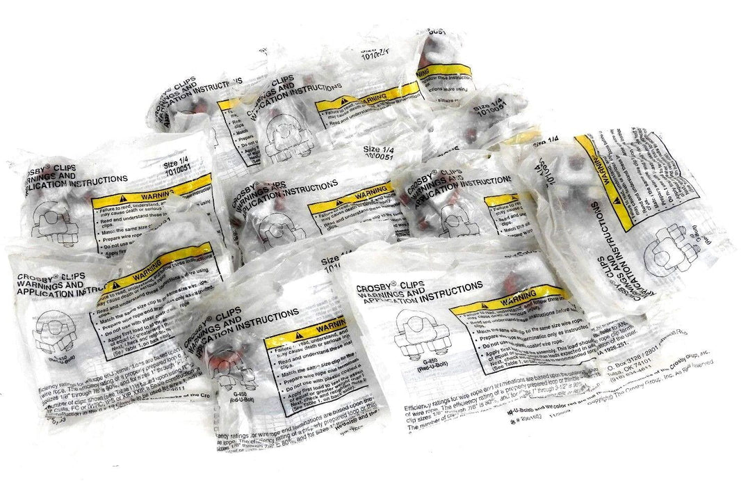 LOT OF 11 NEW CROSBY G-450 RED U BOLT WIRE ROPE CLIPS G450