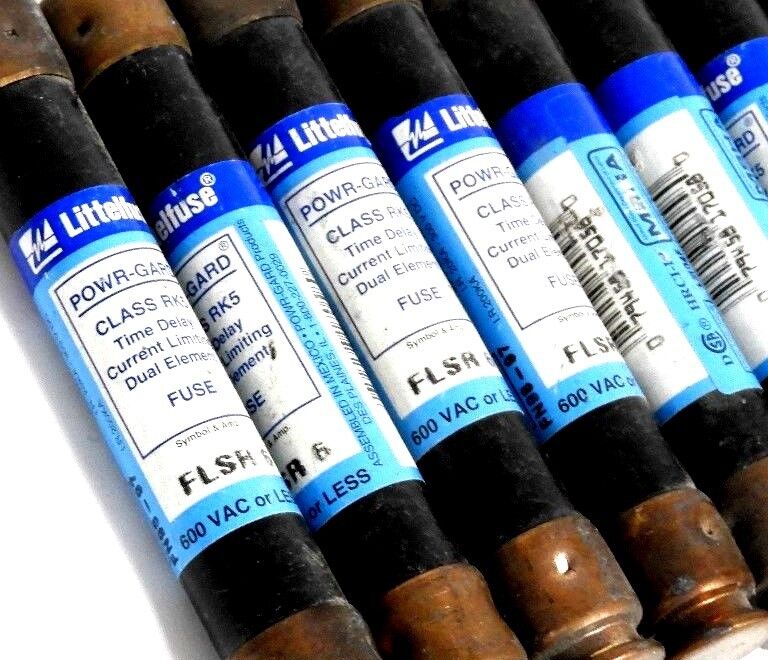 LOT OF 10 LITTELFUSE FLSR 6 POWR-GARD CLASS RK5 FUSES FLSR6