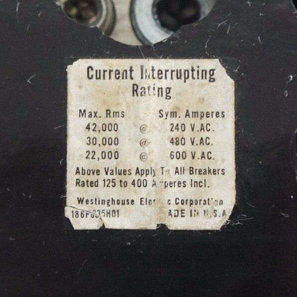 WESTINGHOUSE 186P335H01 CIRCUIT BREAKER ISSUE NO. A-294 W/ TYPE HLA TRIP UNIT