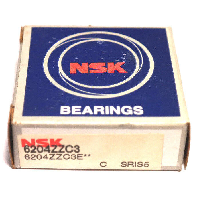 NIB NSK 6204ZZC3 BALL BEARING 6204ZZC3E** C SRIS5 1013, 20MM X 47MM X 14MM