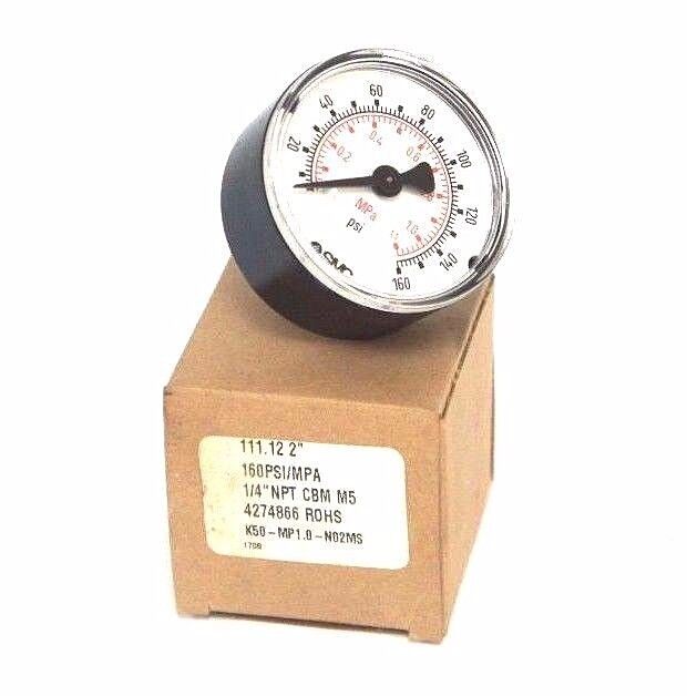LOT OF 2 NIB SMC 111.12 2'' GAUGE 160PSI/BAR 1/4'' NPT CBM M5 4274866 ROHS
