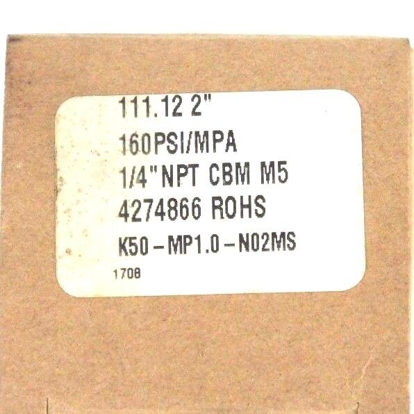 LOT OF 2 NIB SMC 111.12 2'' GAUGE 160PSI/BAR 1/4'' NPT CBM M5 4274866 ROHS