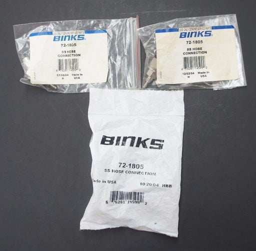 LOT OF 3 NEW BINKS 72-1805 STAINLESS STEEL HOSE CONNECTIONS 721805