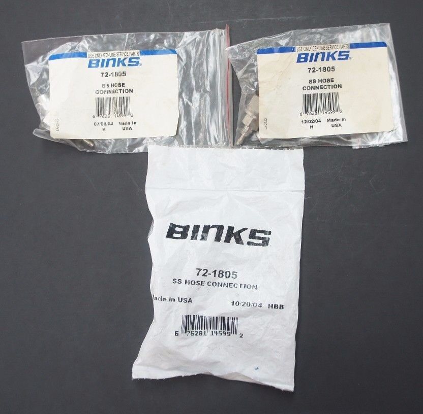 LOT OF 3 NEW BINKS 72-1805 STAINLESS STEEL HOSE CONNECTIONS 721805