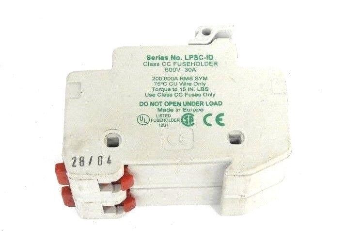 LOT OF 2 LITTLEFUSE LPSC-ID FUSEHOLDERS LPSCID 600V 30A W/ TWO KLDR 2 FUSES