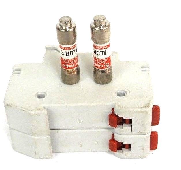 LOT OF 2 LITTLEFUSE LPSC-ID FUSEHOLDERS LPSCID 600V 30A W/ TWO KLDR 2 FUSES