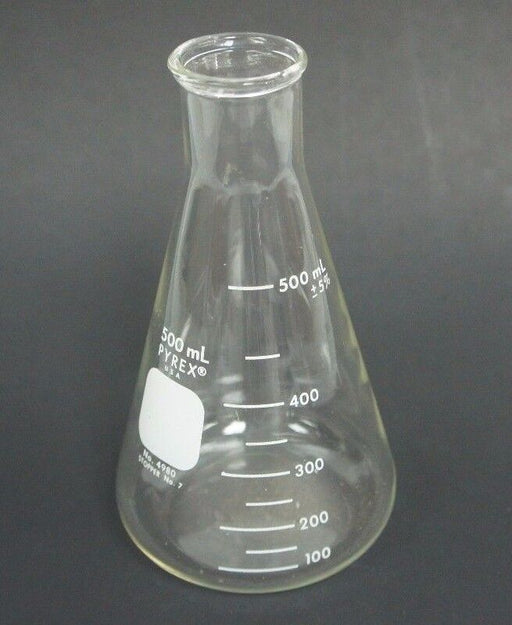 LOT OF 7 PYREX 4980 BEAKERS 500ML STOPPER NO. 7