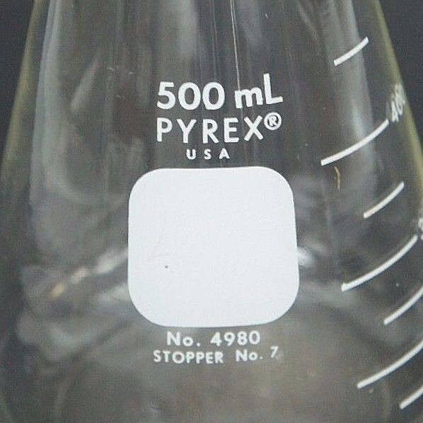 LOT OF 7 PYREX 4980 BEAKERS 500ML STOPPER NO. 7