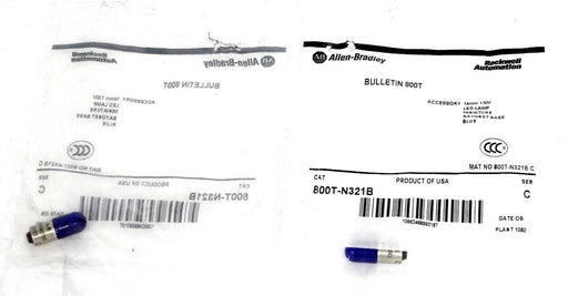 LOT OF 2 NEW ALLEN BRADLEY 800T-N321B SER. C BLUE LED LAMP 800TN321B