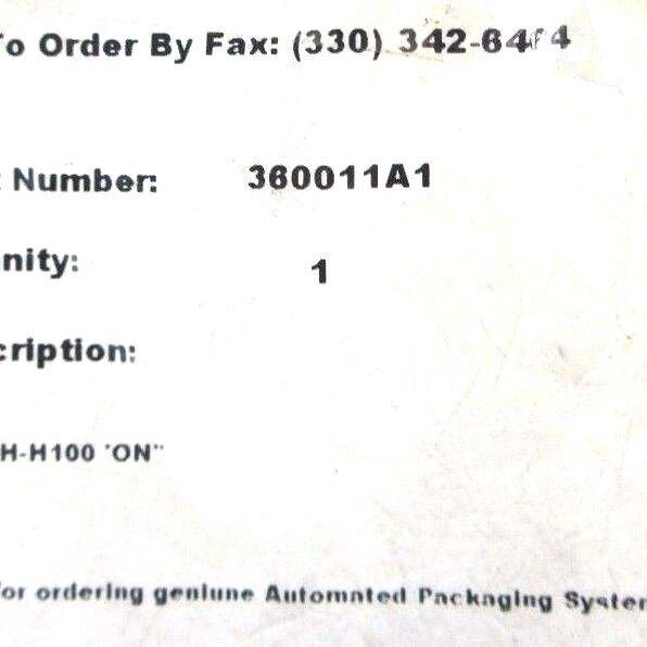 NEW AUTOMATED PACKAGING SYSTEMS 360011A1 KIT, SWITCH-H100 "ON"