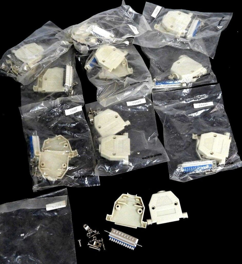 LOT OF 10 NEW GENERIC C4425 COMPUTER CABLE END FITTINGS 25-PIN