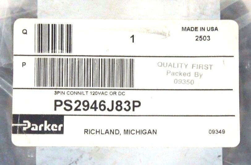 NEW PARKER PS2946J83P CONNECTOR CABLE 3 PIN, 120VAC