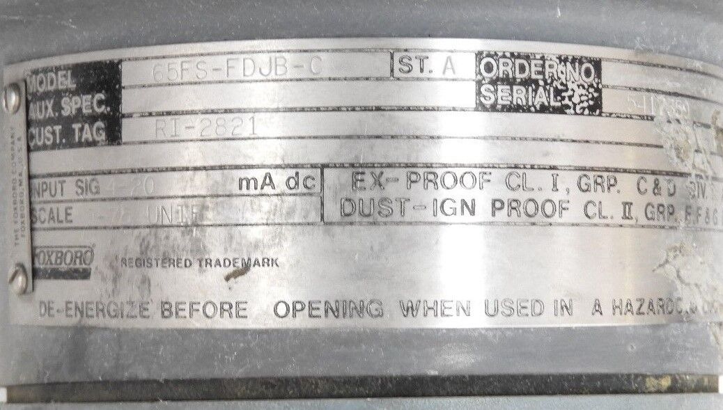 FOXBORO 65FS-FDJB-C FIELD MOUNTED INDICATING PRESSURE GAUGE 0-75PSI, 65FSFDJBC