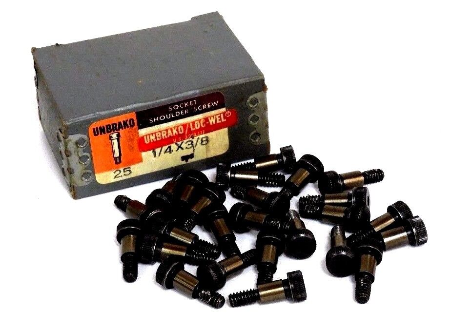 BOX OF 25 NEW UNBRAKO 1/4X3/8 SOCKET SHOULDER SCREWS