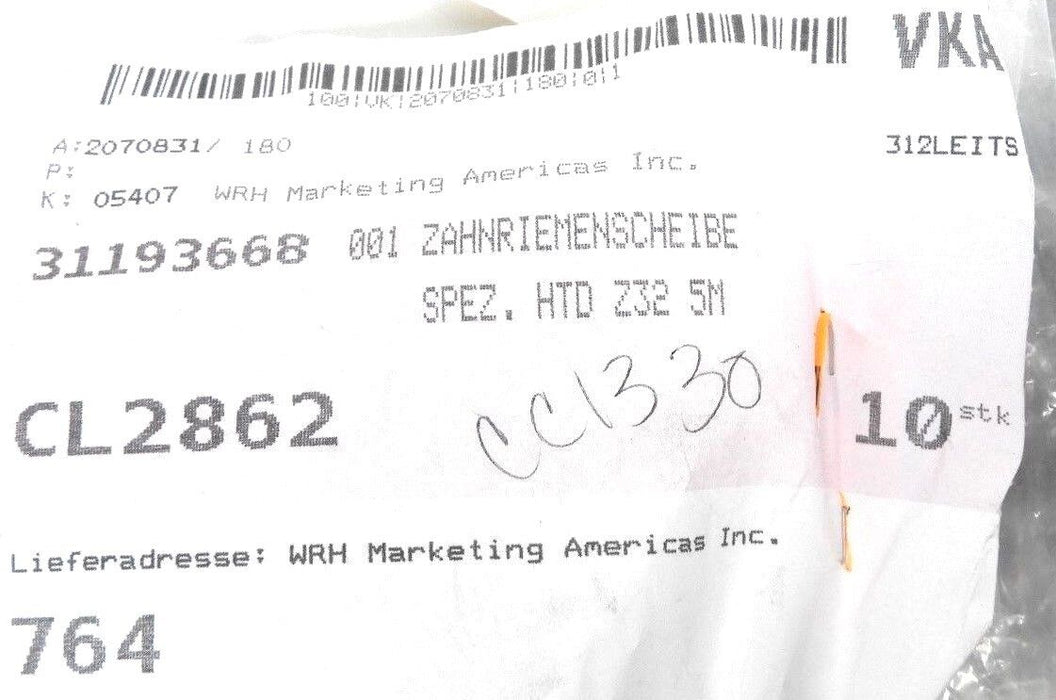 LOT OF 10 NEW EMPF: 03300 FERAG AG VK-A: 719460, 31193668 SPEZ. HTD Z32 5M