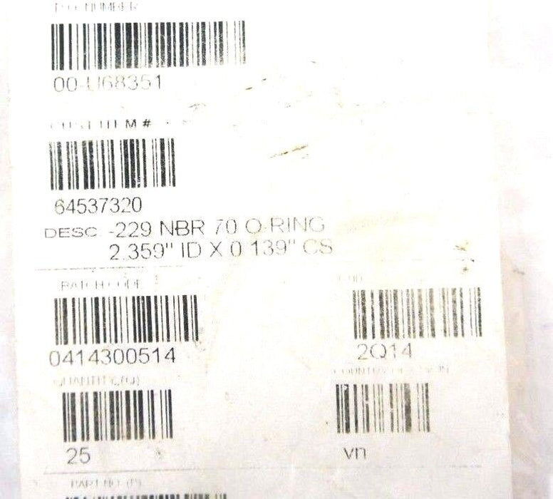 LOT OF 15 NEW GENERIC 229 NBR 70 O RINGS 2.359" ID X 0.139" CS P/N: N70229