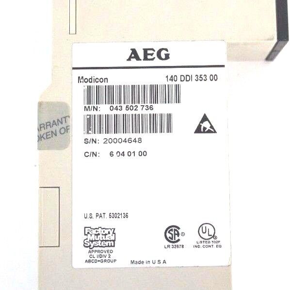 AEG MODICON 140-DDI-353-00 24V DC INPUT MODULE 043502736, 6040100, 140DDI35300