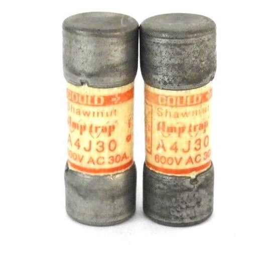 LOT OF 2 GOULD SHAWMUT AMPTRAP A4J30 FUSES 600V AC, 30AMP