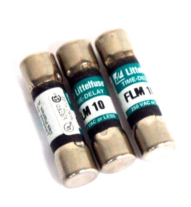 LOT OF 3 NEW LITTELFUSE FLM 10 TIME DELAY FUSES FLM10
