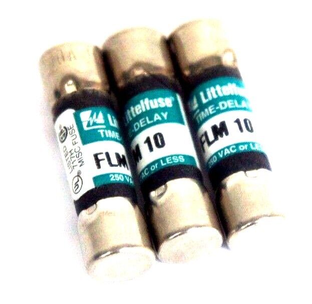 LOT OF 3 NEW LITTELFUSE FLM 10 TIME DELAY FUSES FLM10