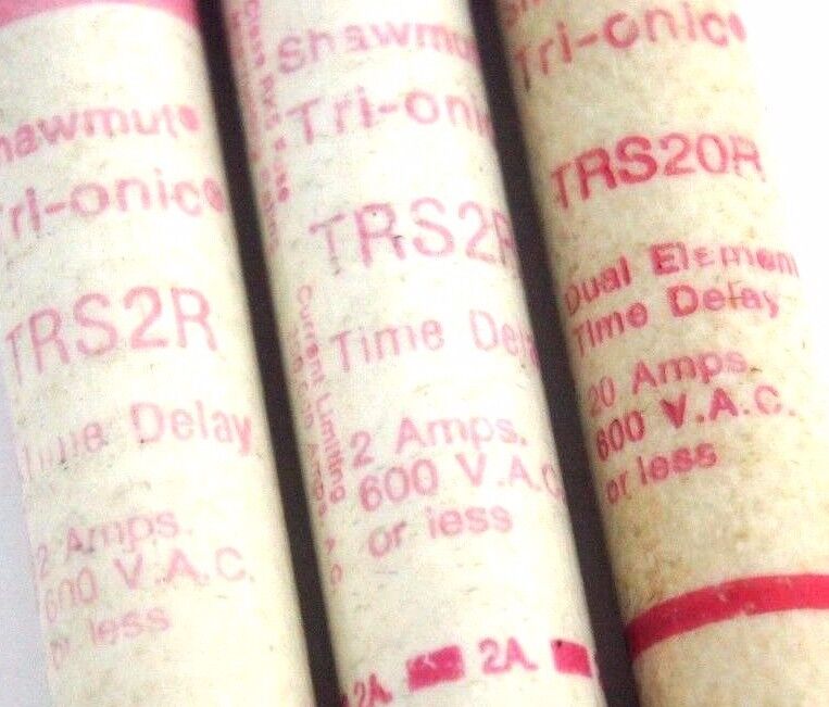 LOT OF 3 GOULD SHAWMUT TRI-ONIC TRS20R, TRS2R TIME DELAY FUSES
