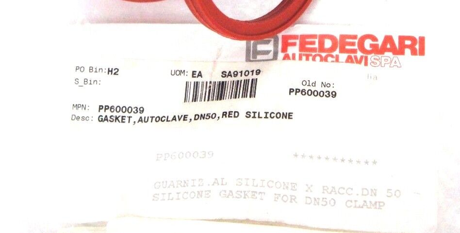 LOT OF 8 NEW FEDEGARI AUTOCLAVI PP600039 GASKETS RED SILICONE FOR DN50 CLAMPS