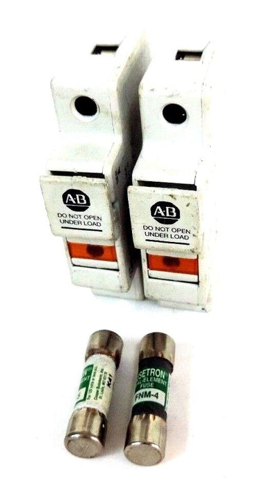 LOT OF 2 ALLEN BRADLEY 1492-FB1M30-L FUSE HOLDERS W/ FNM FUSES 1492FB1M30L