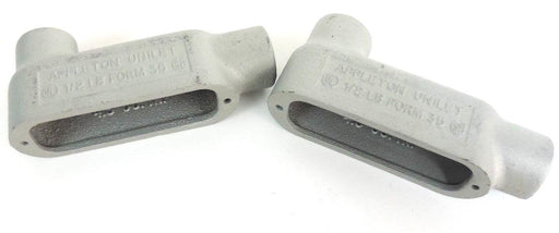 LOT OF 2 NEW APPLETON UNILET 1/2" LB FORM 35 ELBOW ENCLOSURES 4.5 CU IN