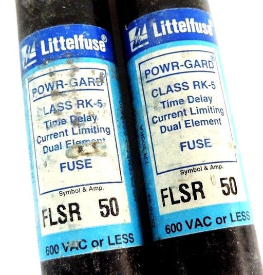 LOT OF 2 LITTELFUSE FLSR-50 POWR-GARD CLASS RK-5 FUSES FLSR50