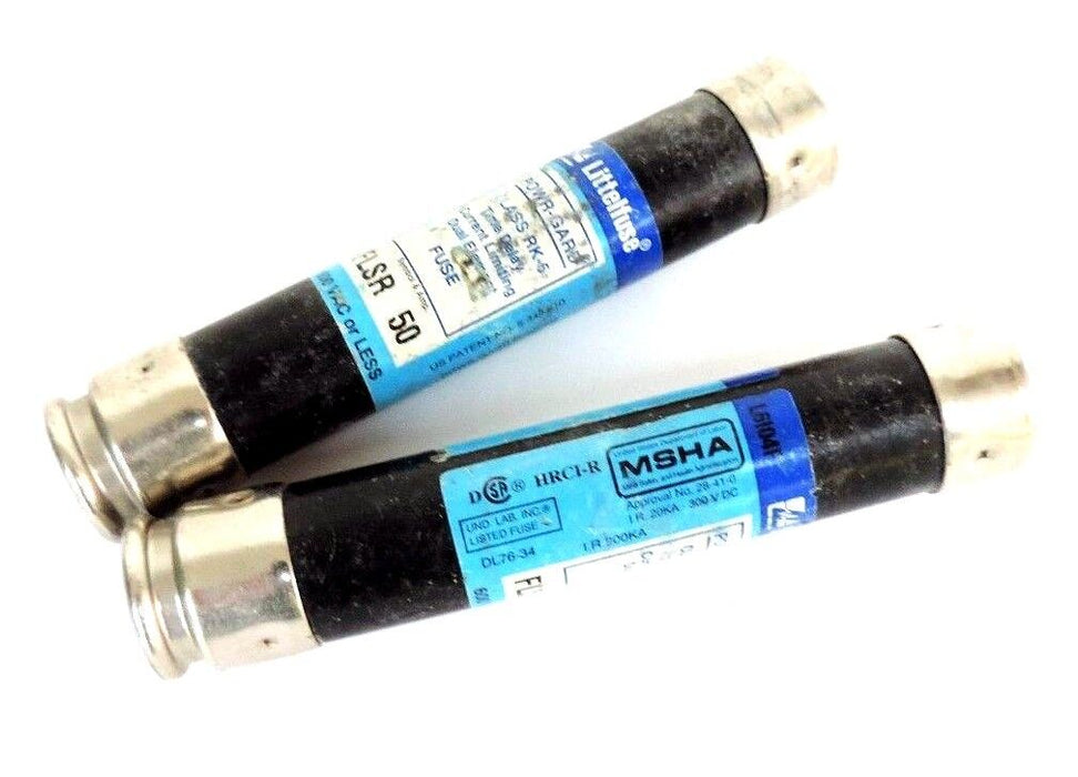 LOT OF 2 LITTELFUSE FLSR-50 POWR-GARD CLASS RK-5 FUSES FLSR50