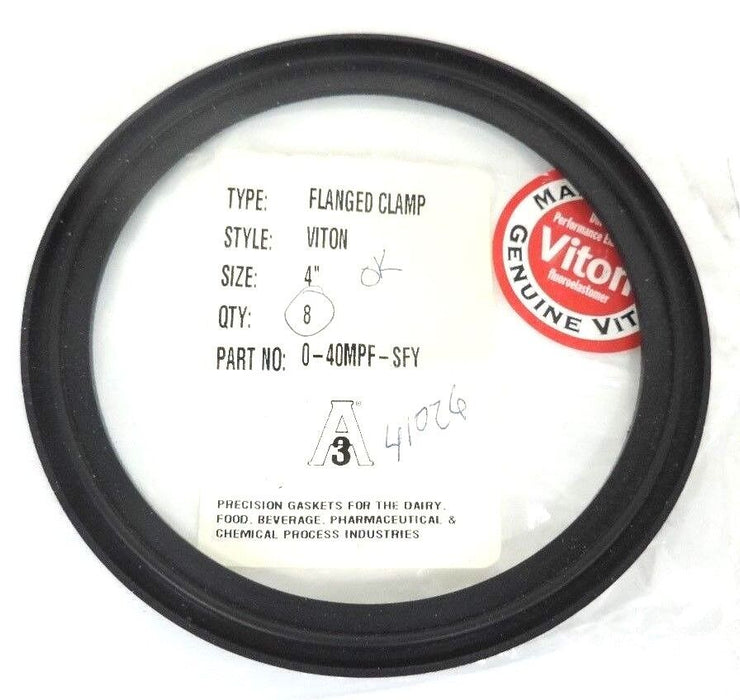 LOT OF 8 NEW A3 0-40MPF-SFY FLANGED CLAMP VITON GASKETS 4"