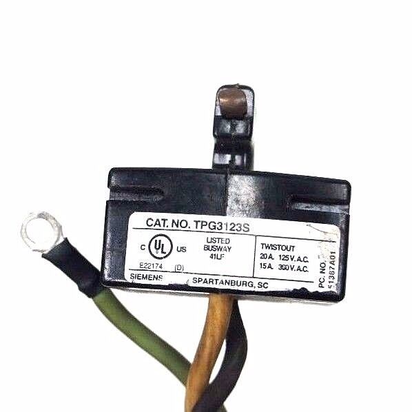 SIEMENS TPG3123S TERMINAL PLUG W/ CARLING SWITCH CLB SERIES 15A BREAKER